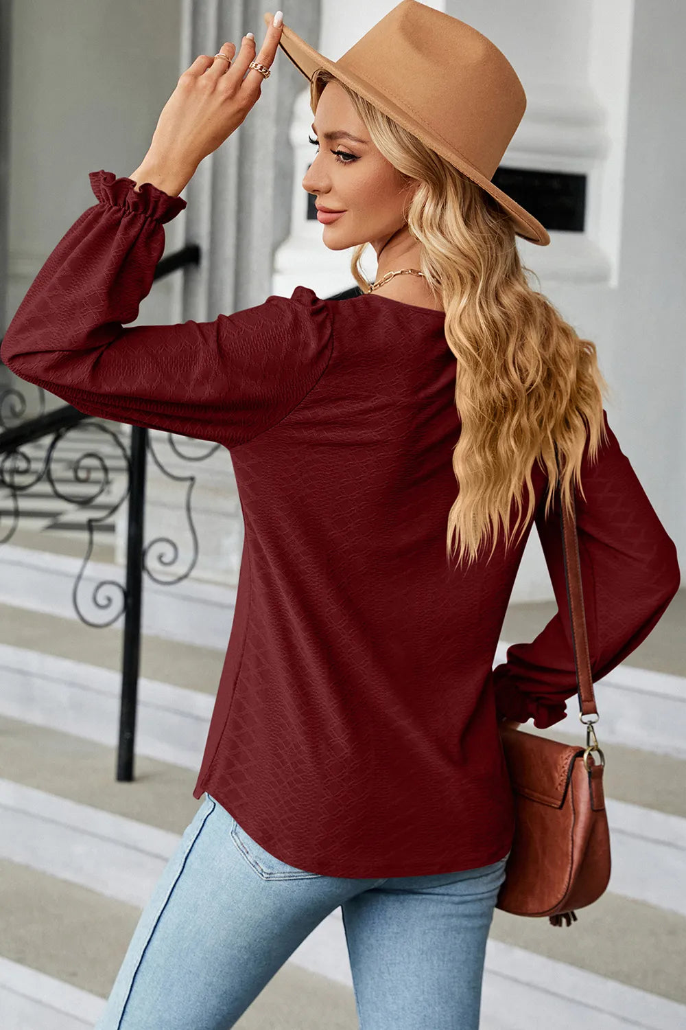 Round Neck Flounce Sleeve T-Shirt – Trendsi | ClozArt