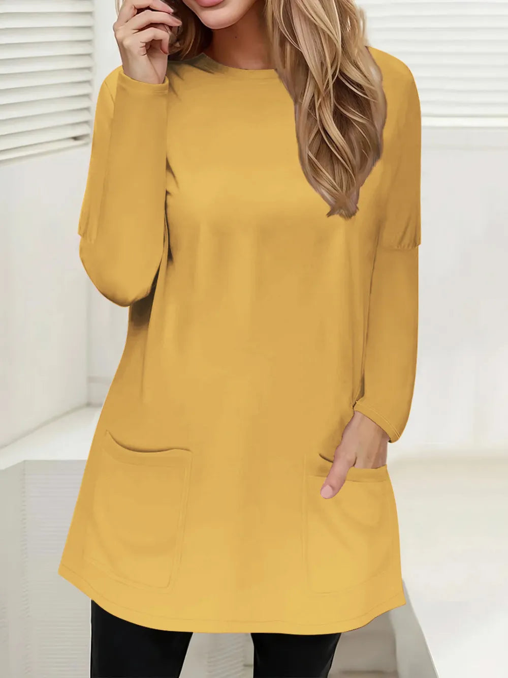 Full Size Pocketed Round Neck Long Sleeve T-Shirt – Trendsi | ClozArt