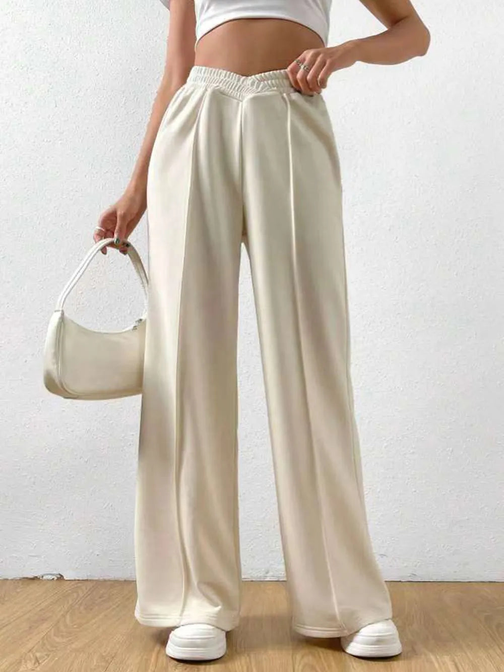 Elastic Waist Wide Leg Pants – Trendsi | ClozArt