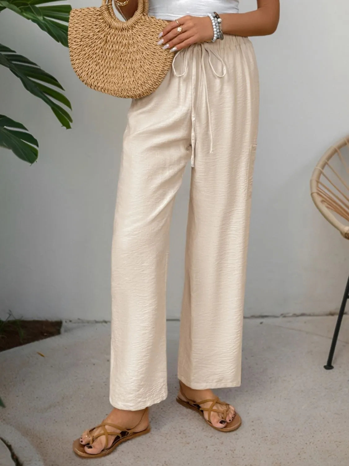 Drawstring Wide Leg Pants – Trendsi | ClozArt