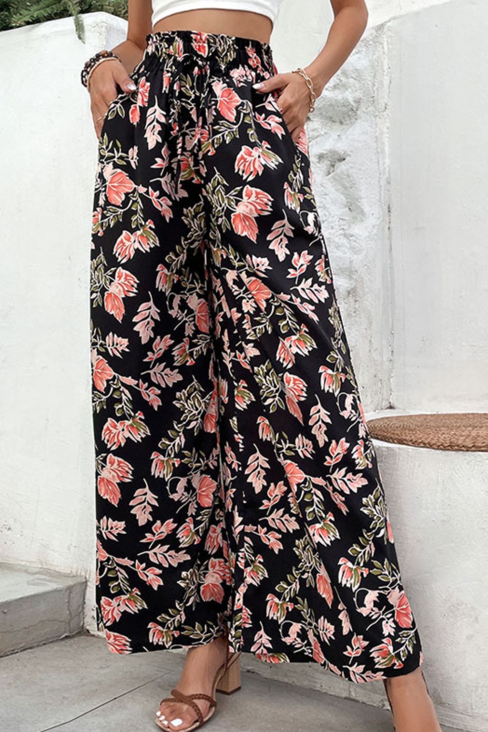 Perfee Floral Pull-On Wide Leg Pants – Trendsi | ClozArt