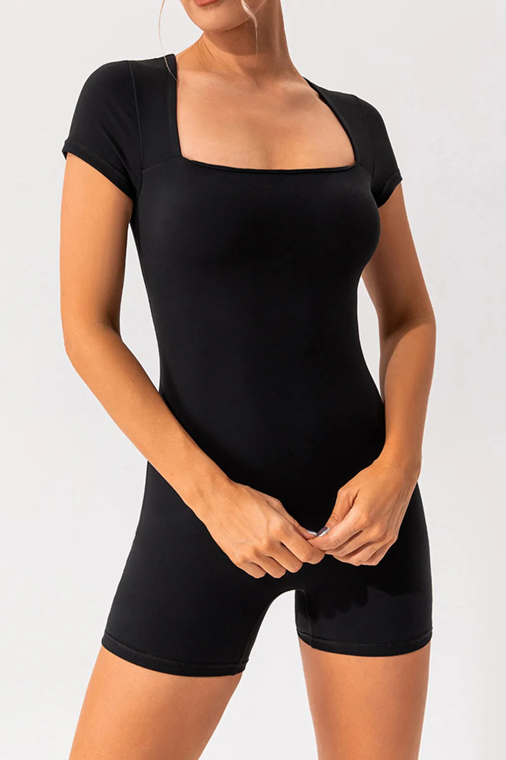 Square Neck Cap Sleeve Active Romper – Trendsi | ClozArt