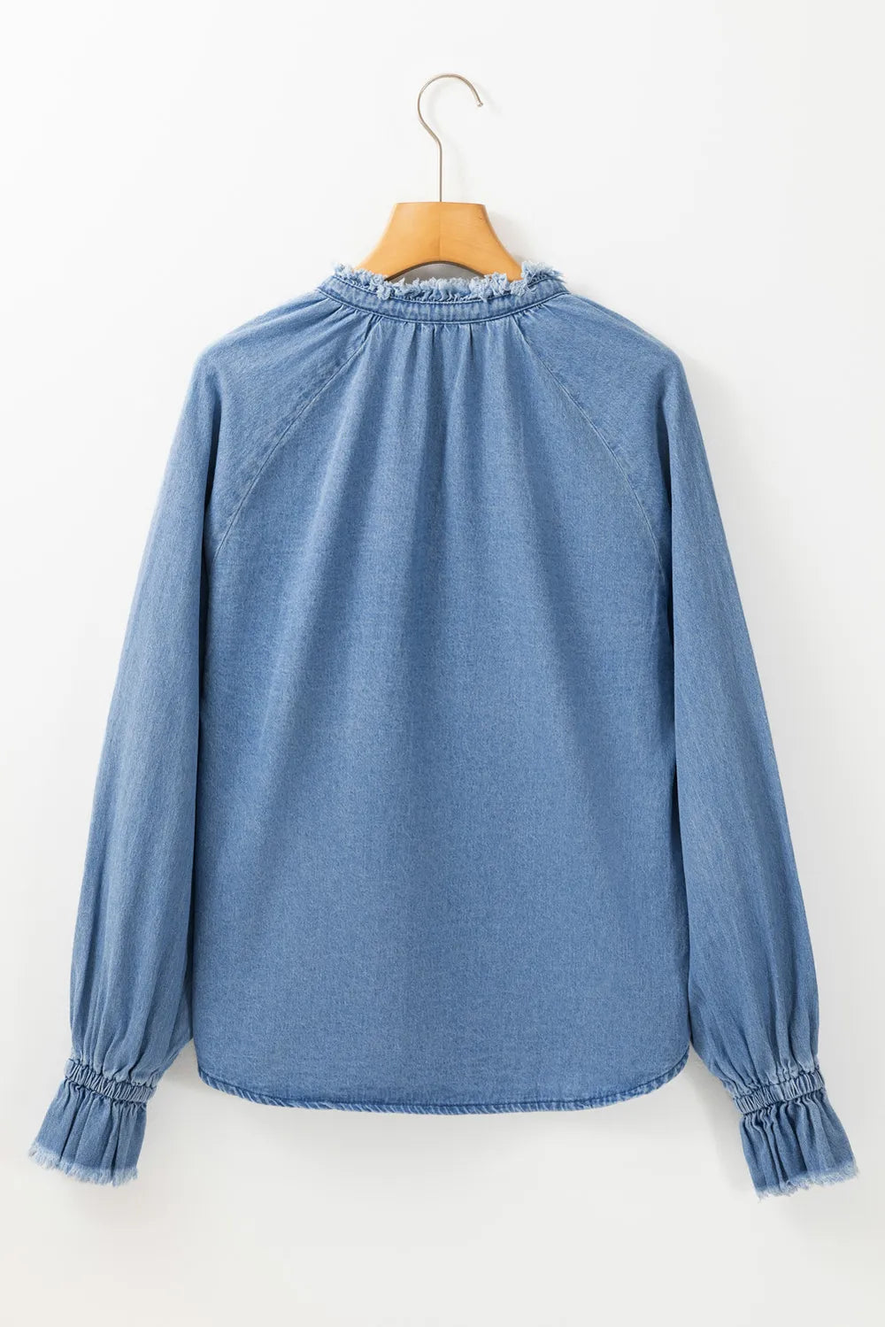 Half Button Long Sleeve Denim Top – Trendsi | ClozArt
