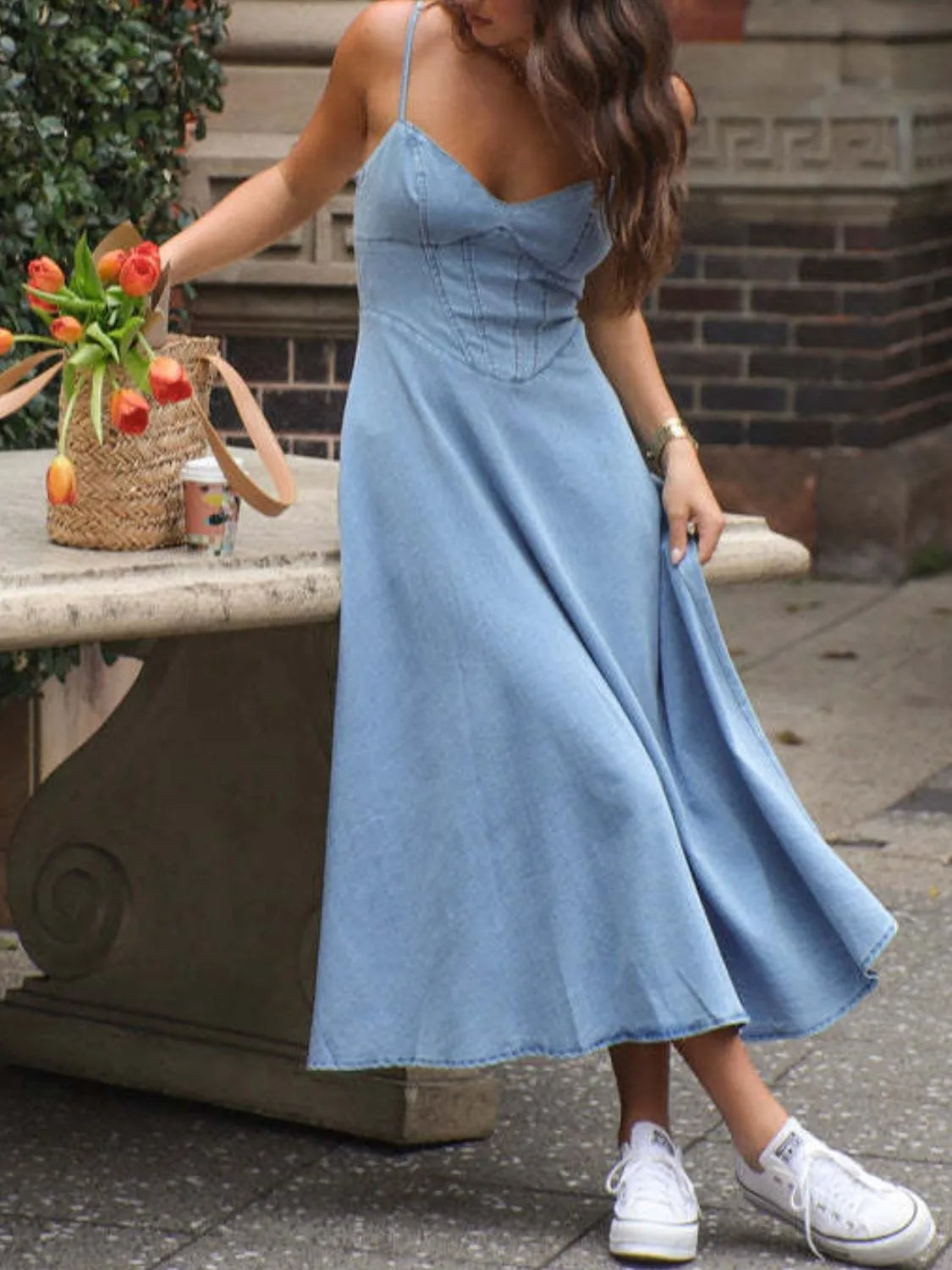 Smocked Sweetheart Neck Midi Cami Dress – Trendsi | ClozArt