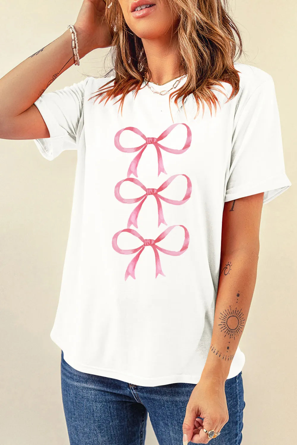 Bow Graphic Round Neck Short Sleeve T-Shirt – Trendsi | ClozArt