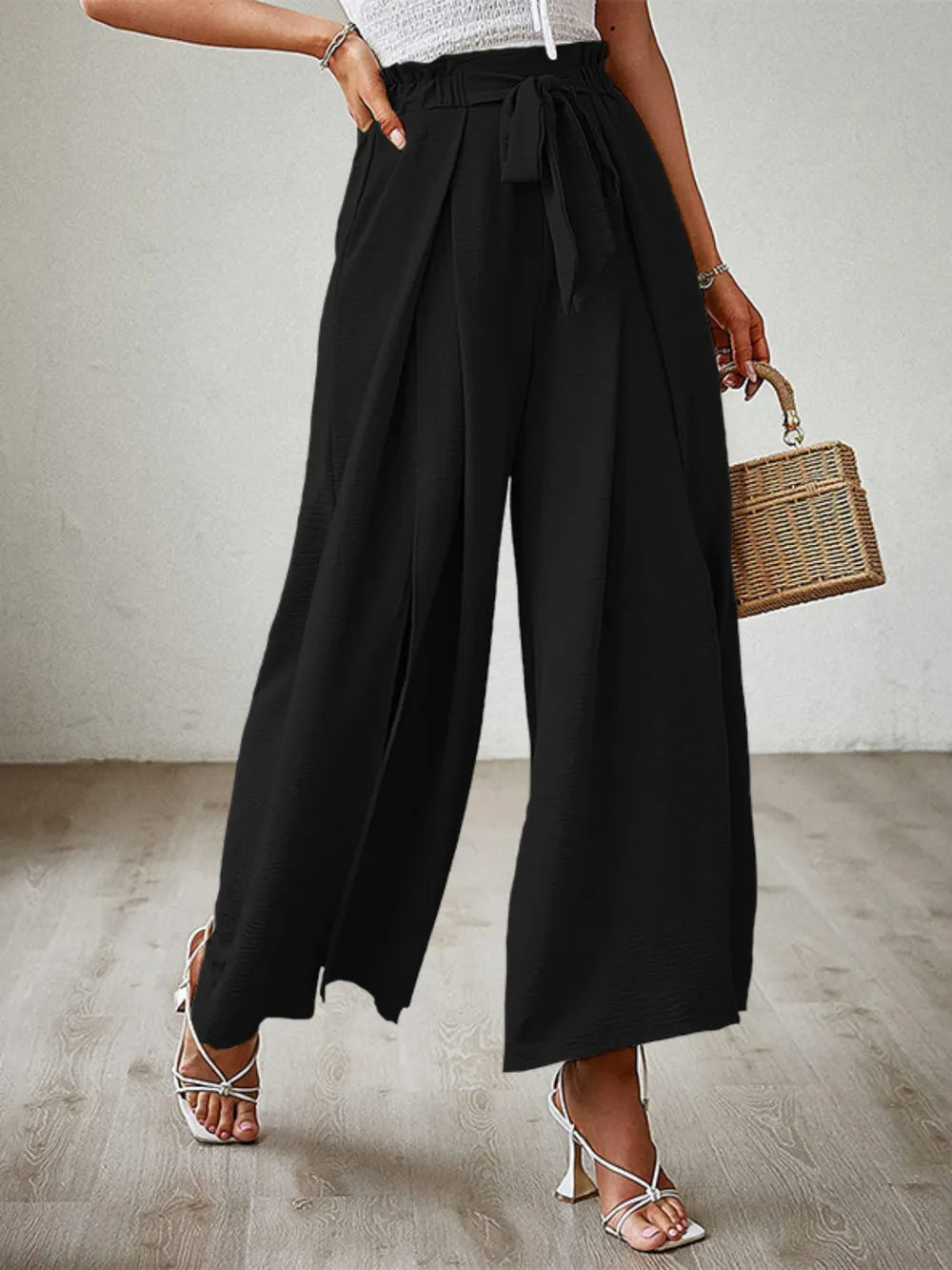 Tied Slit Wide Leg Pants – Trendsi | ClozArt