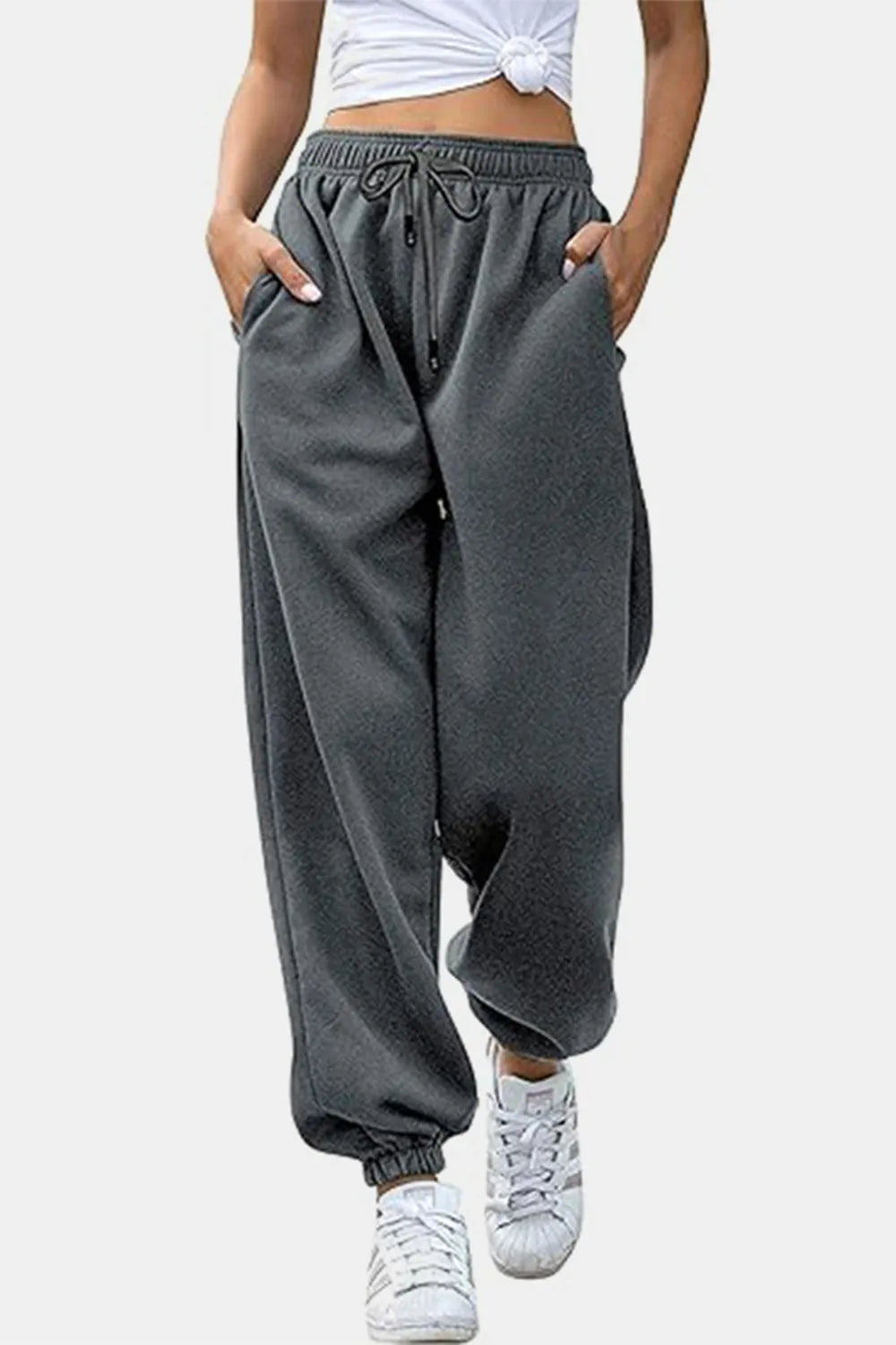 Elastic Waist Joggers with Pockets – Trendsi | ClozArt