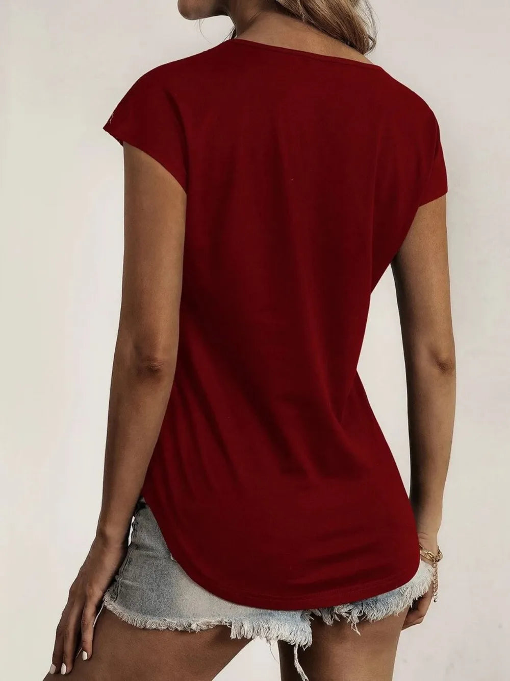 Lace Detail Half Zip Cap Sleeve T-Shirt – Trendsi | ClozArt