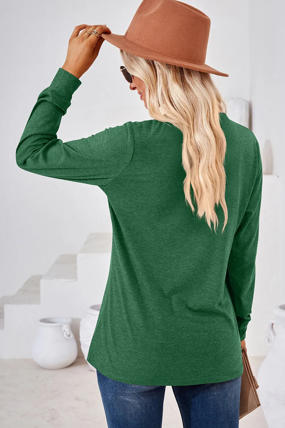 Notched Long Sleeve T-Shirt – Trendsi | ClozArt