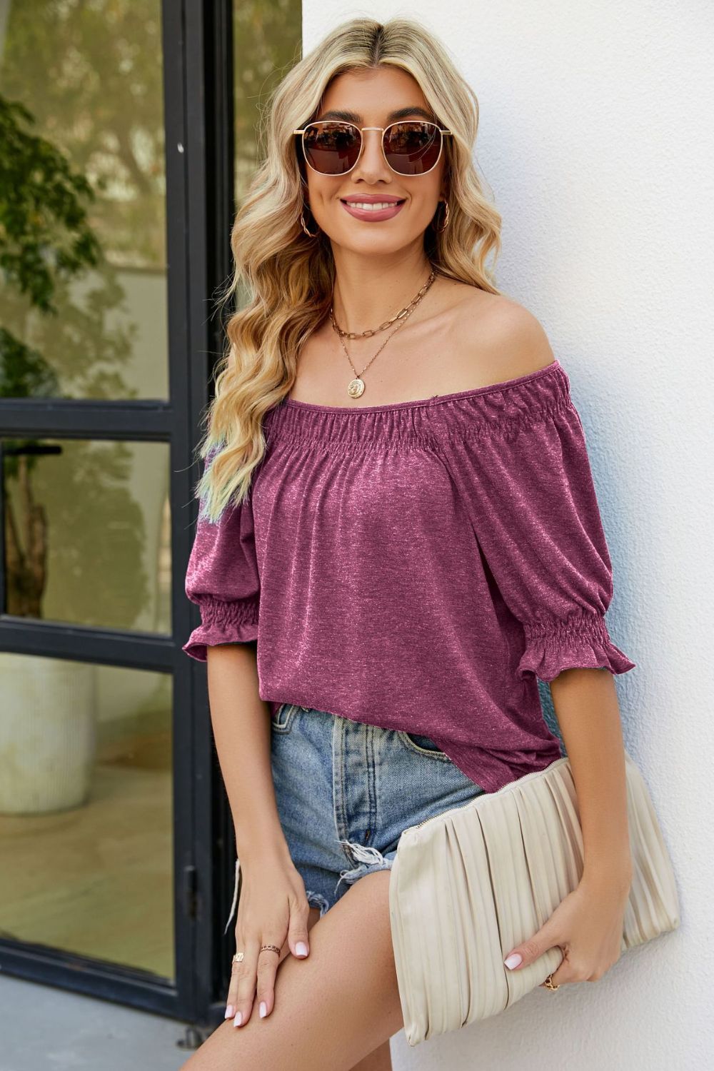 Short Flounce Sleeve Top – Trendsi | ClozArt