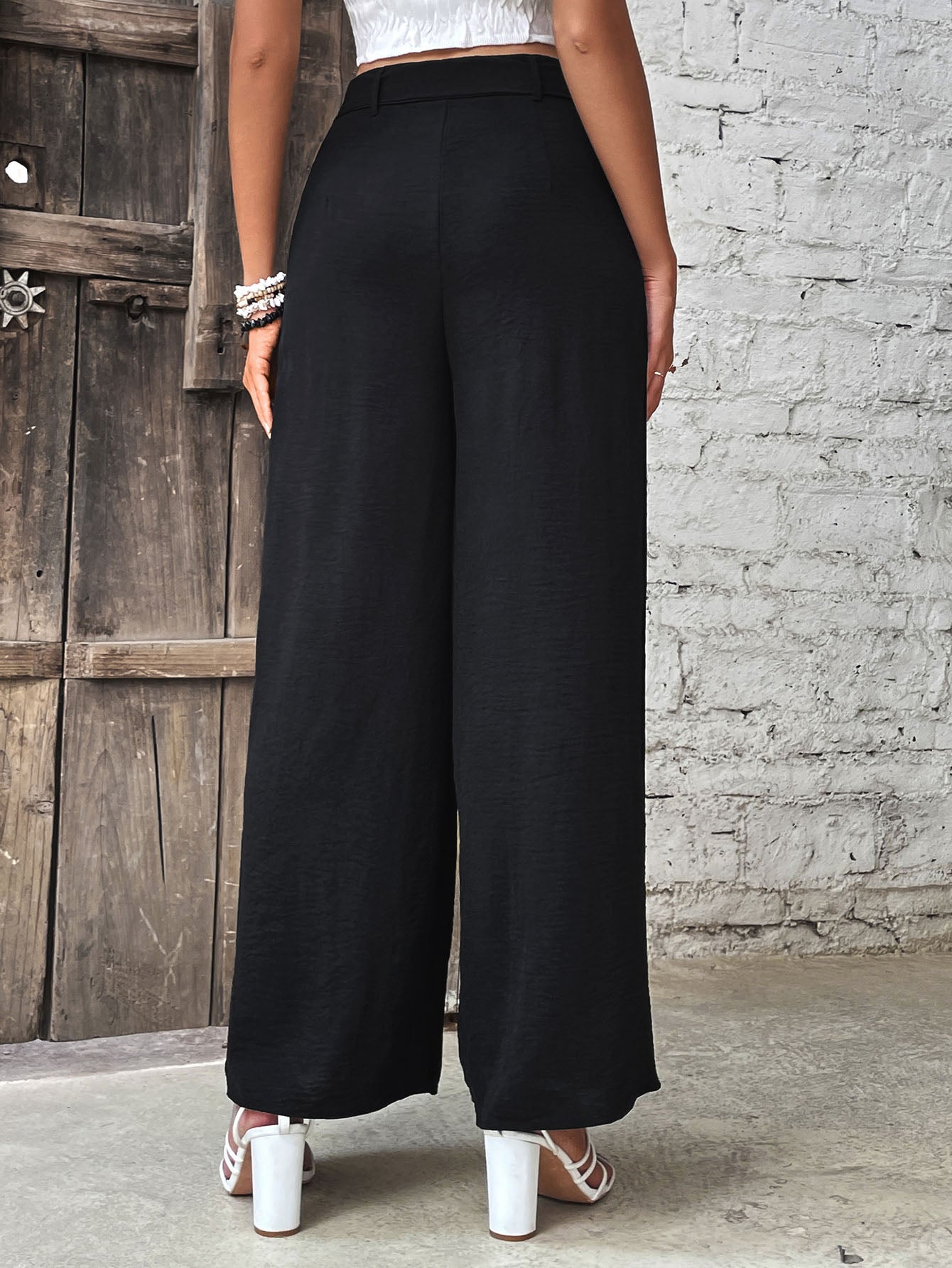 Perfee Ruched High Waist Wide Leg Pants – Trendsi | ClozArt