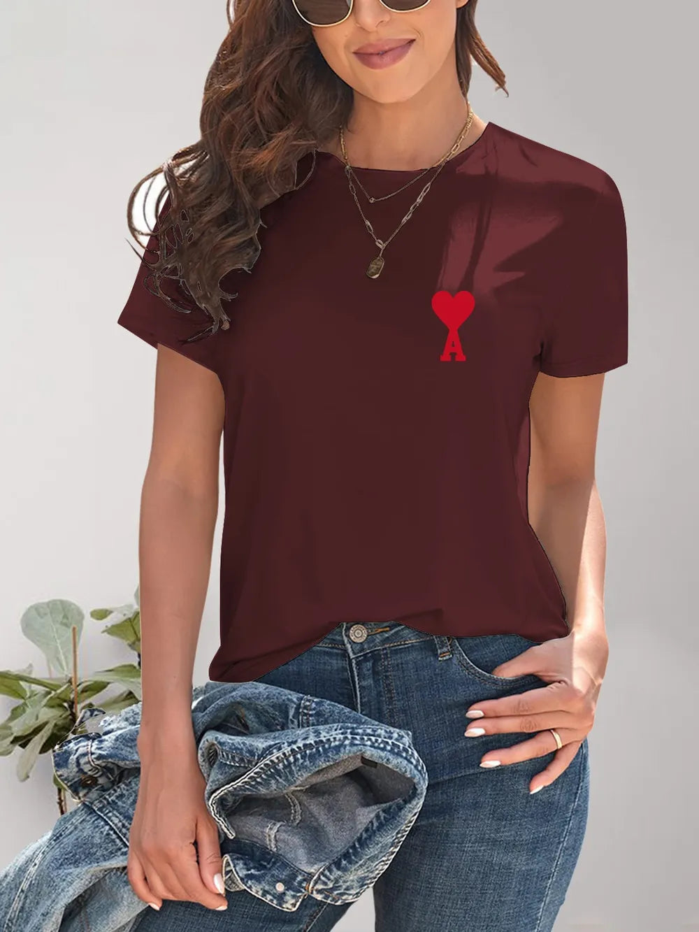 Heart Round Neck Short Sleeve T-Shirt – Trendsi | ClozArt