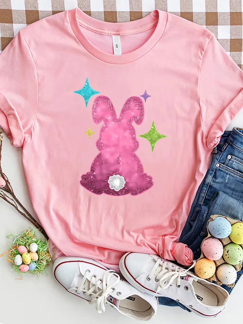 Rabbit Round Neck Short Sleeve T-Shirt – Trendsi | ClozArt