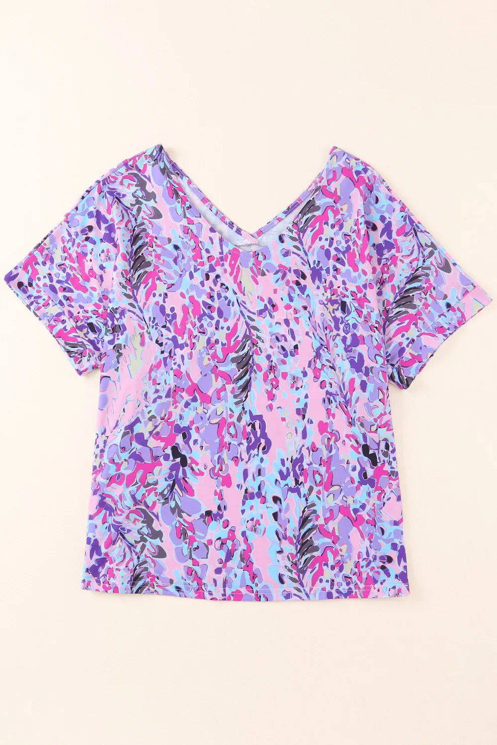 Printed V-Neck Short Sleeve T-Shirt – Trendsi | ClozArt