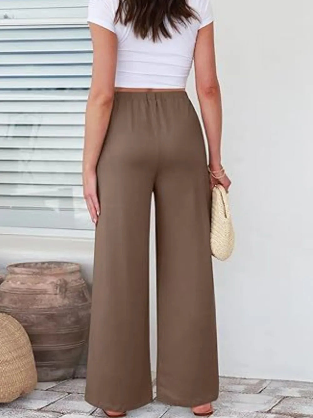 Elastic Waist Wide Leg Pants – Trendsi | ClozArt