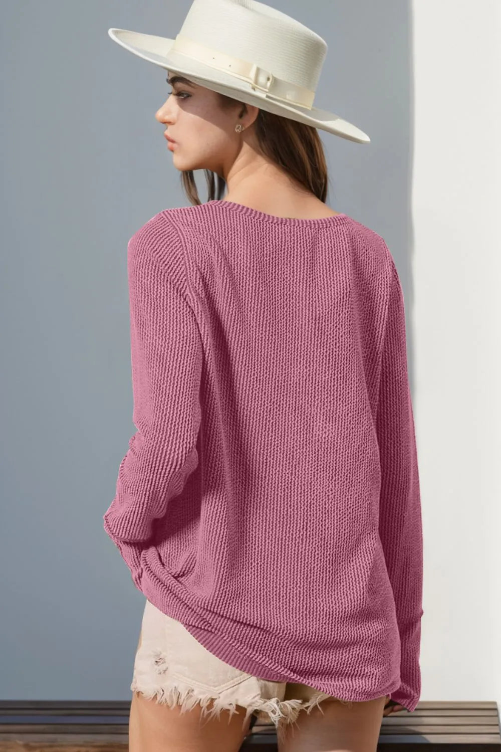 Double Take Full Size Notched Thumbhole Long Sleeve T-Shirt – Trendsi | ClozArt