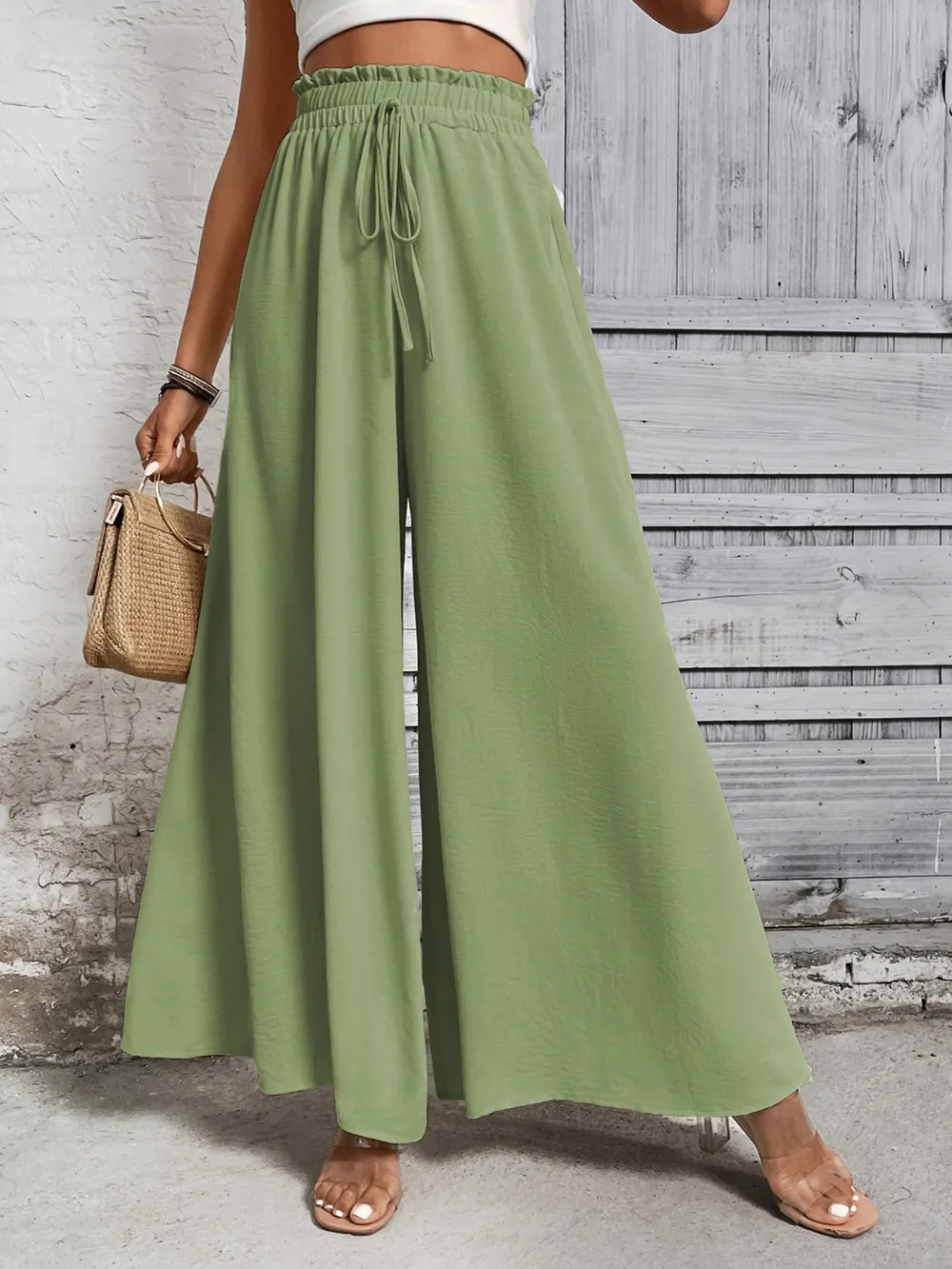 Honey Tied High Waist Wide Leg Pants – Trendsi | ClozArt