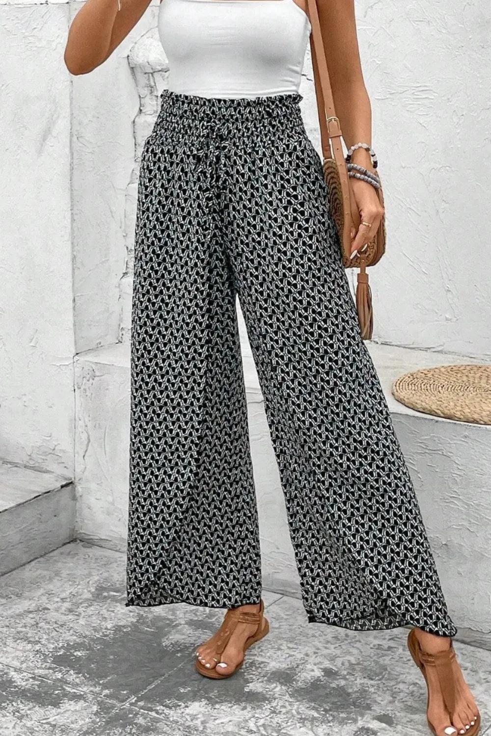 Slit Printed Wide leg Pants – Trendsi | ClozArt
