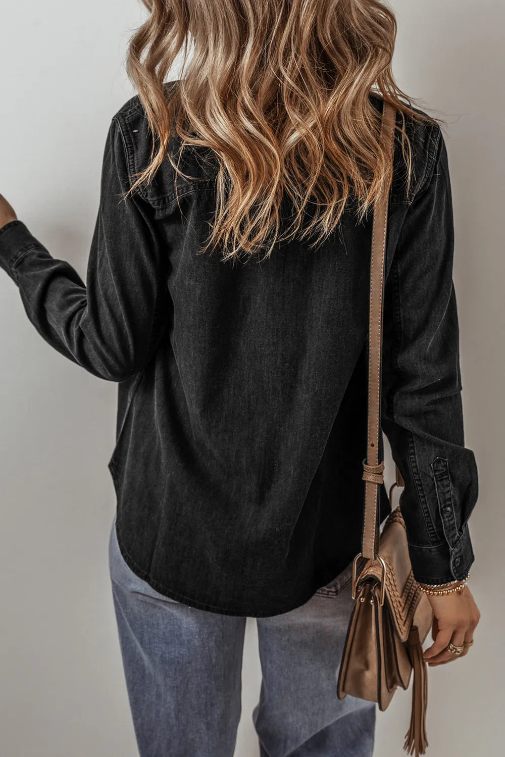 Button Up Long Sleeve Denim Jacket – Trendsi | ClozArt