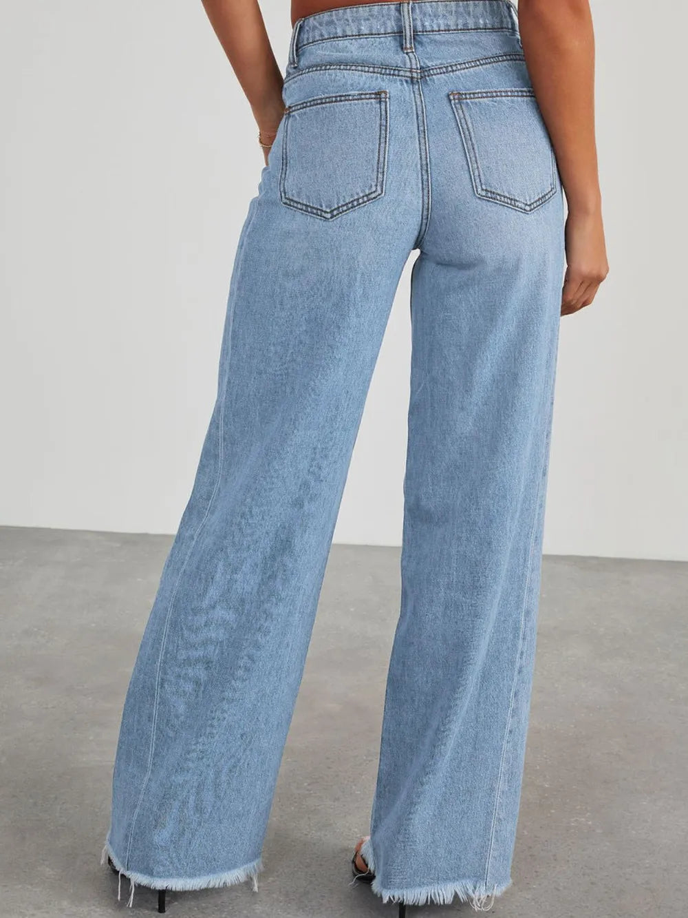 Raw Hem Wide Leg Jeans with Pockets – Trendsi | ClozArt
