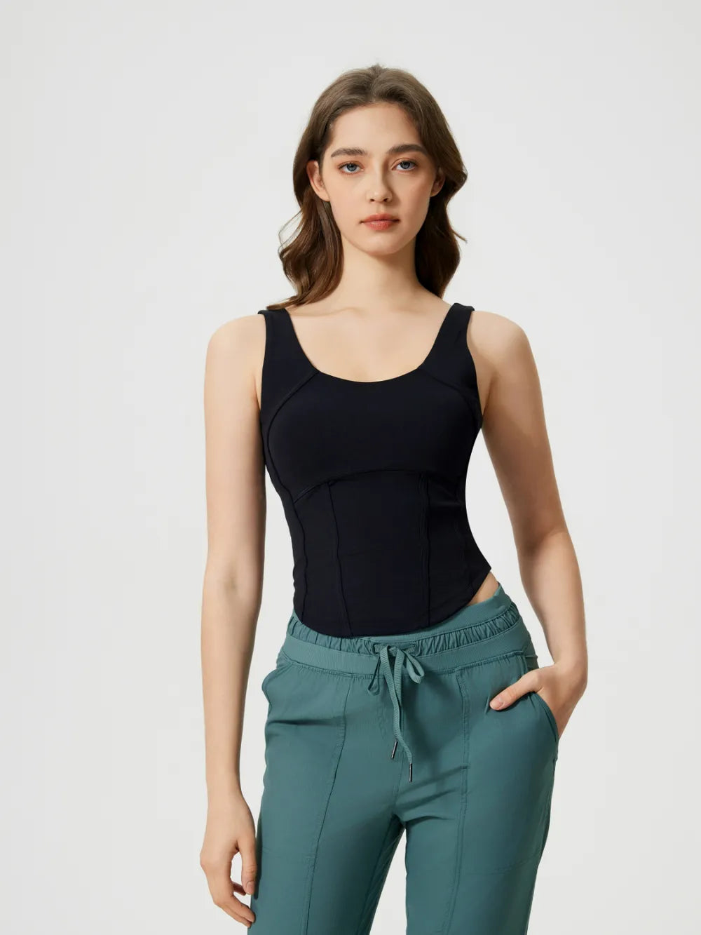 Millennia Round Neck Wide Strap Active Tank with Detachable Chest Pads – Trendsi | ClozArt