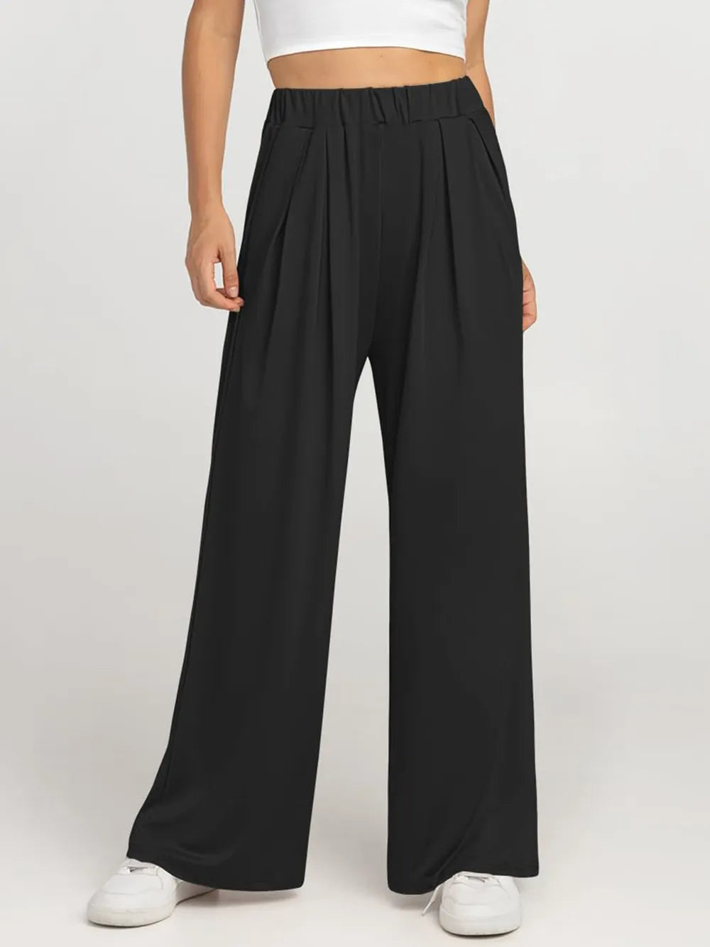 Elastic Waist Wide Leg Pants – Trendsi | ClozArt