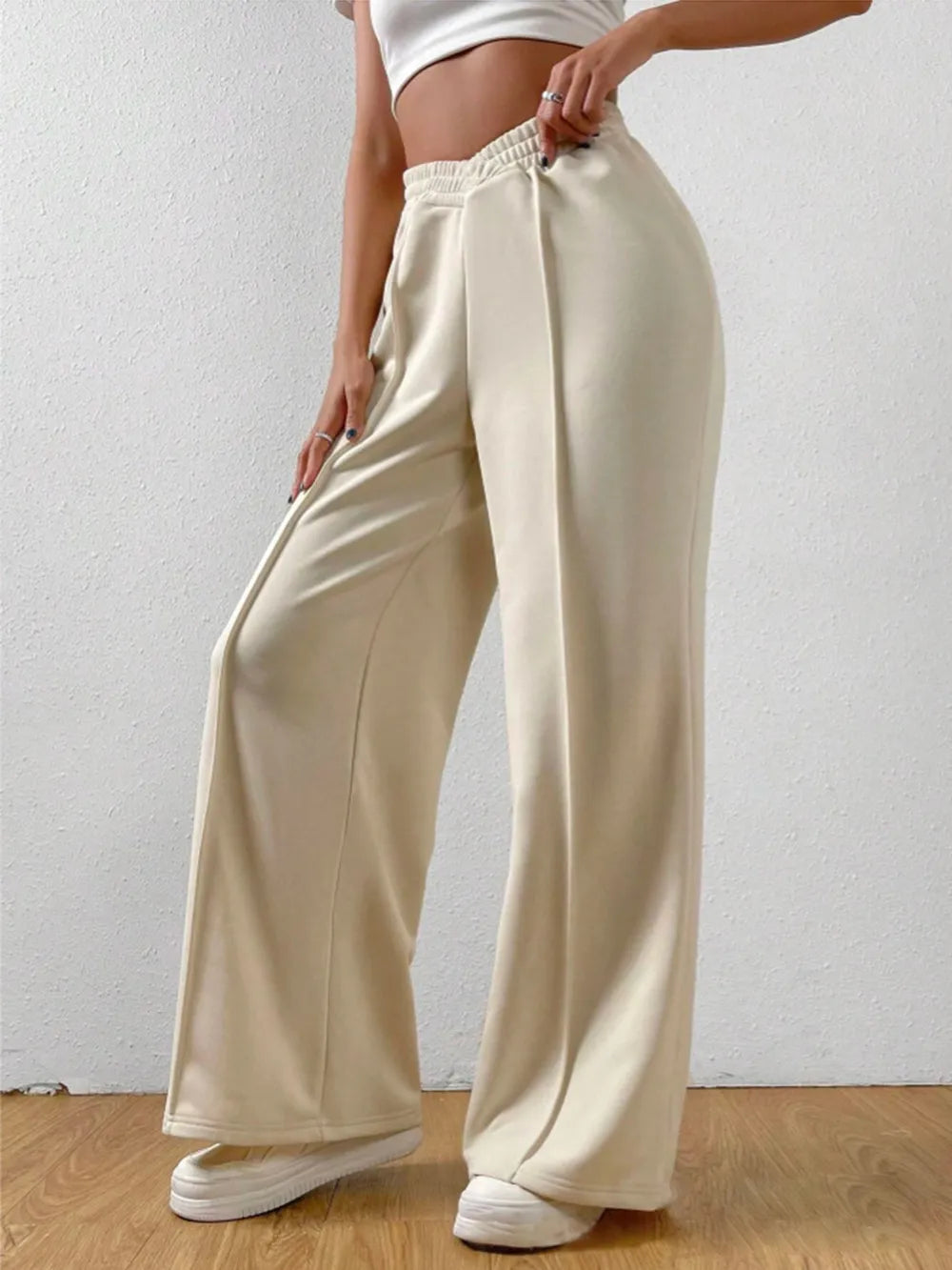 Elastic Waist Wide Leg Pants – Trendsi | ClozArt