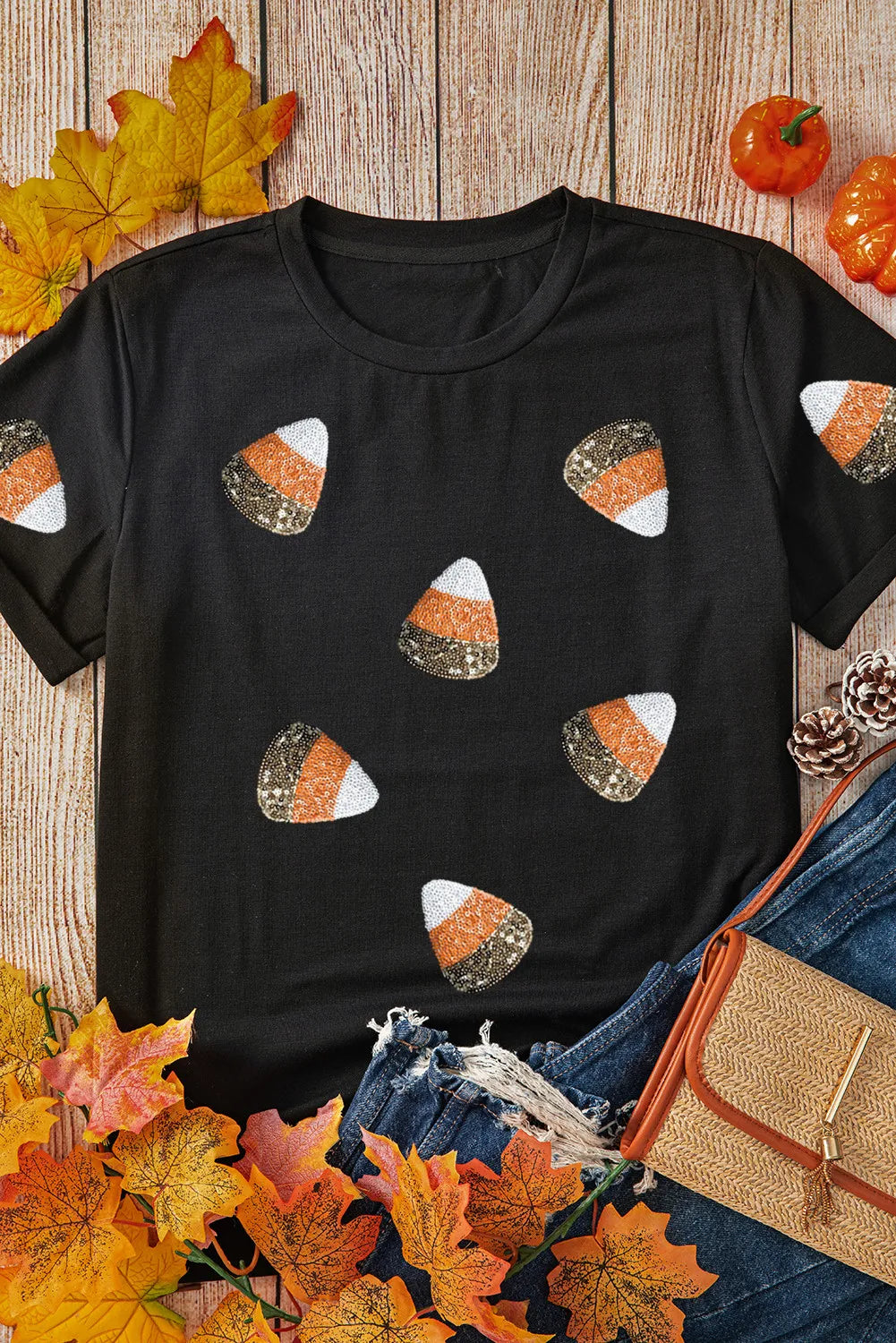 Sequin Round Neck Short Sleeve T-Shirt – Trendsi | ClozArt