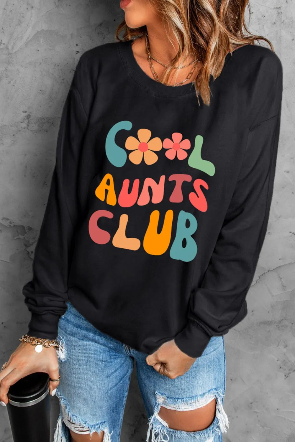 Letter Graphic Round Neck Long Sleeve Sweatshirt – Trendsi | ClozArt