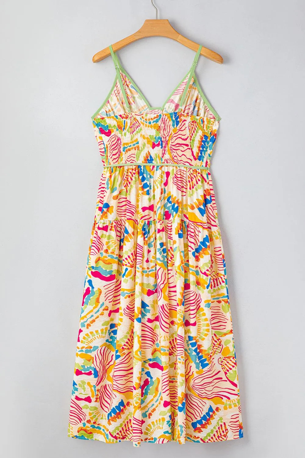 Abstract Print Spaghetti Strap Piping Detail Maxi Dress – Trendsi | ClozArt