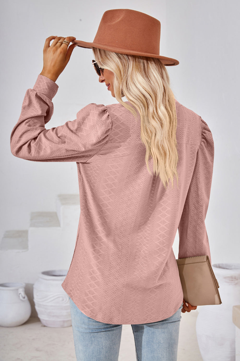 V-Neck Puff Sleeve Blouse – Trendsi | ClozArt