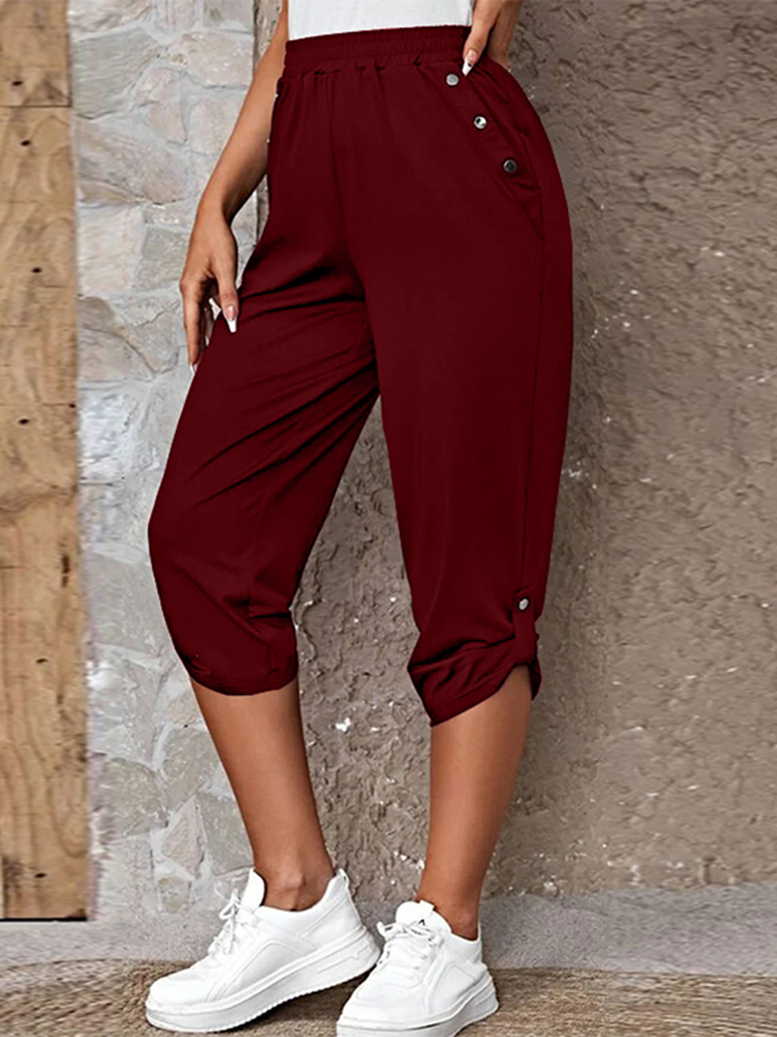 Full Size Roll-Tab Capris Pants – Trendsi | ClozArt