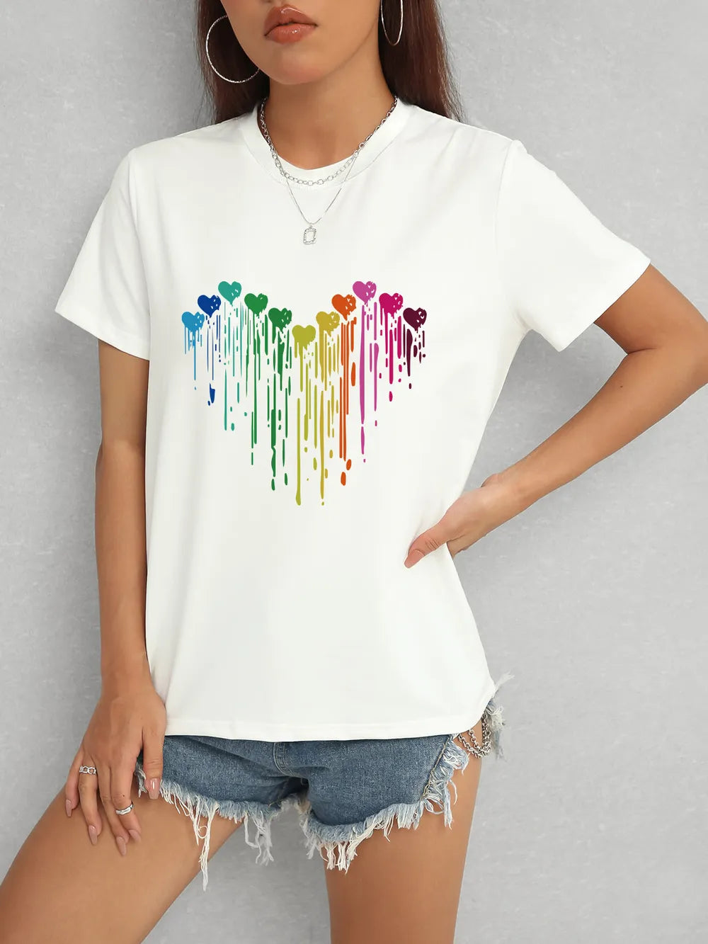 Heart Round Neck Short Sleeve T-Shirt – Trendsi | ClozArt