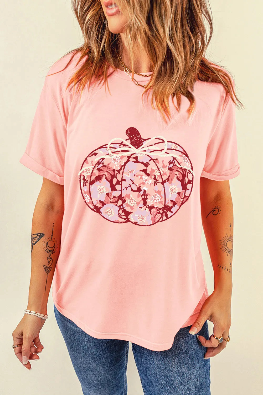 Pumpkin Graphic Round Neck Long Sleeve T-Shirt – Trendsi | ClozArt