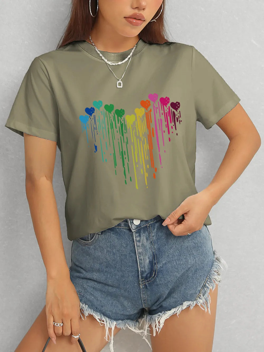 Heart Round Neck Short Sleeve T-Shirt – Trendsi | ClozArt