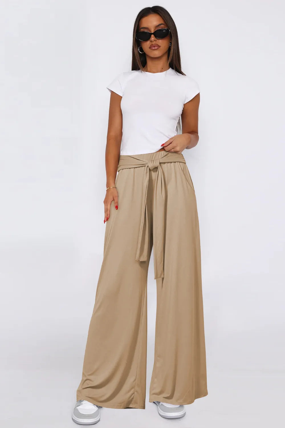 Tied Pocketed Wide Leg Pants – Trendsi | ClozArt
