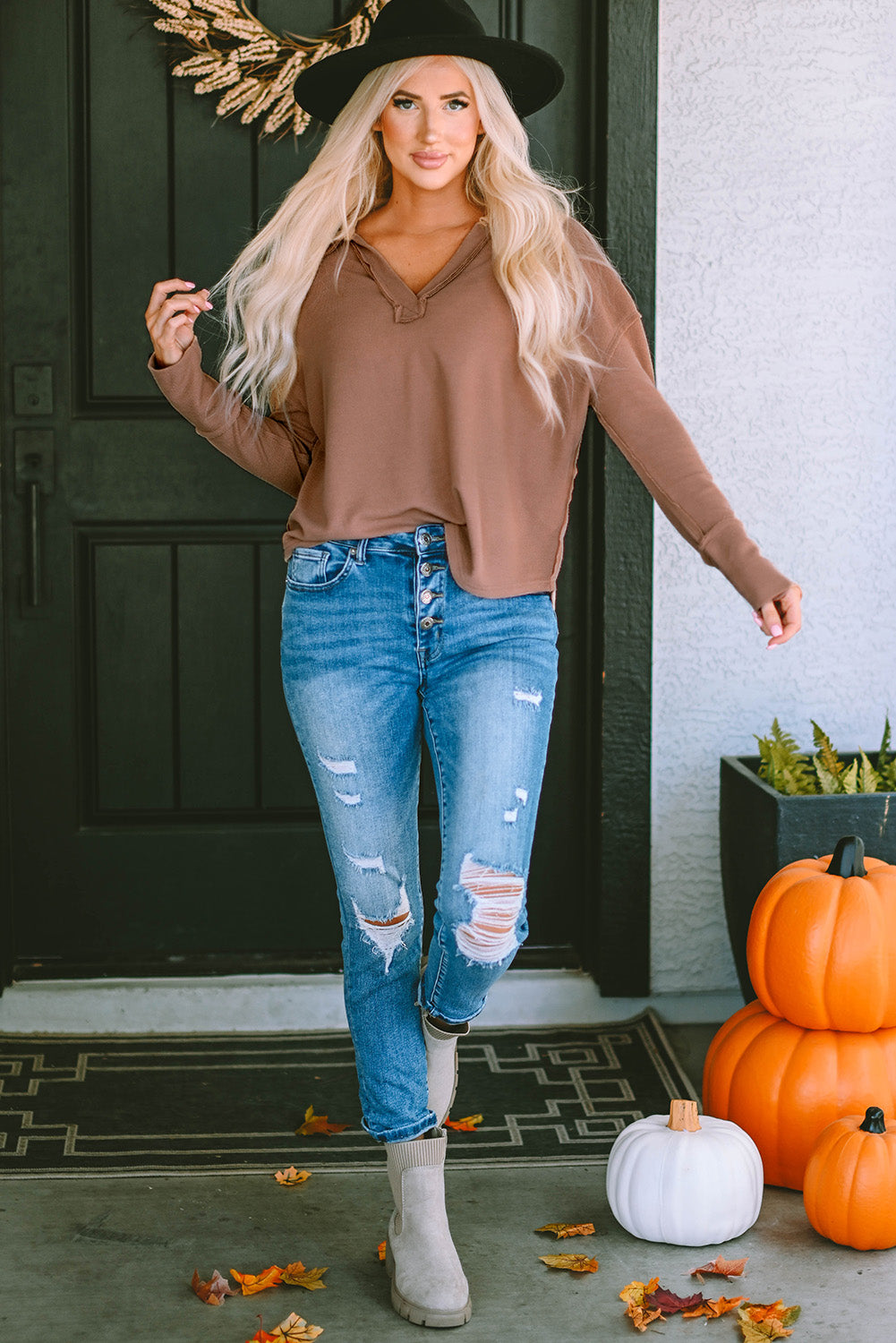 Lapel Collar Dropped Shoulder Blouse – Trendsi | ClozArt