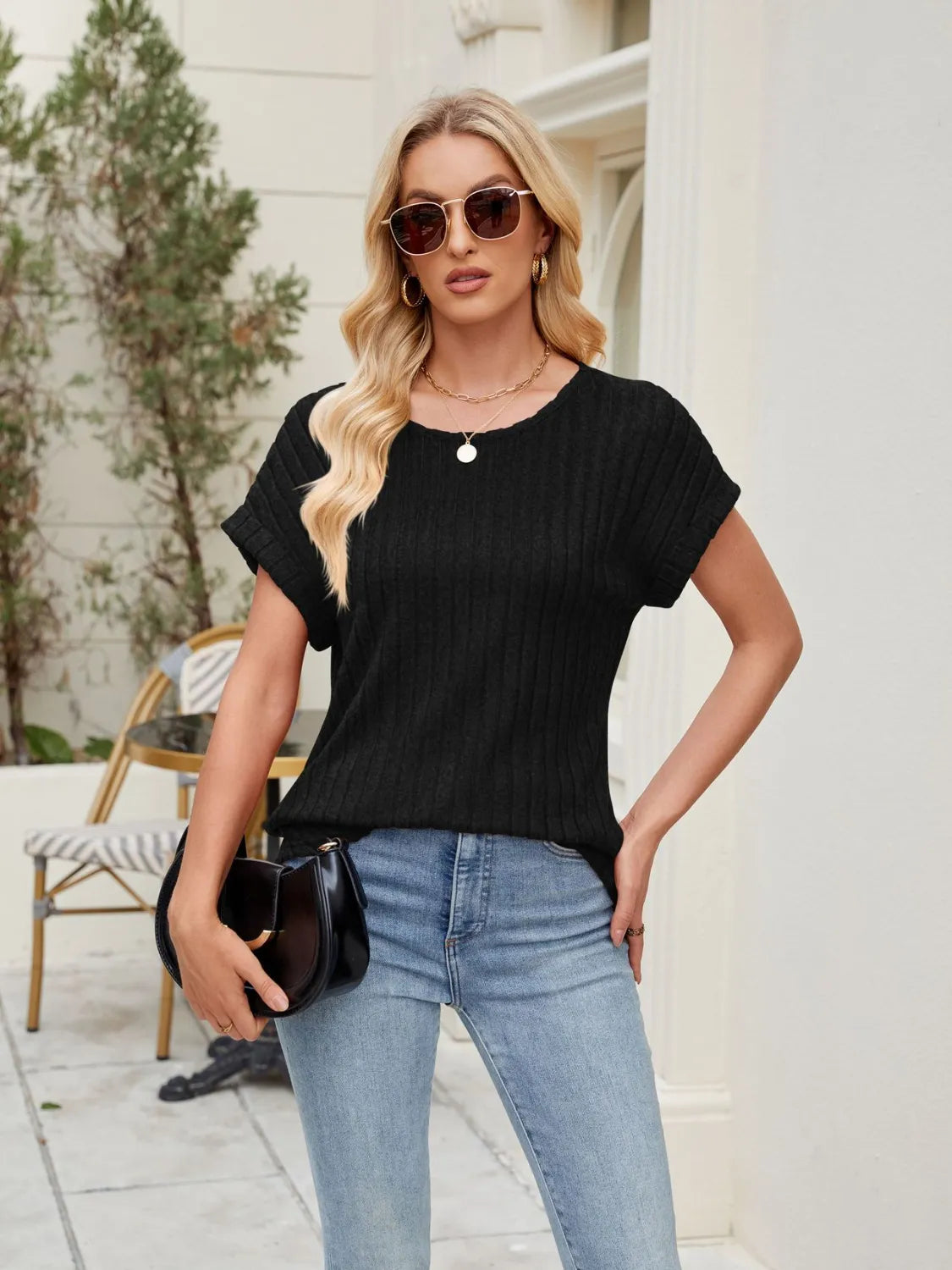 Round Neck Short Sleeve T-Shirt – Trendsi | ClozArt