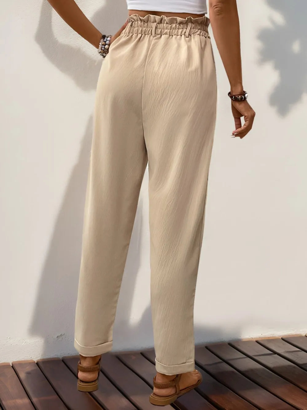 Perfee Frill High Waist Pants with Pockets – Trendsi | ClozArt