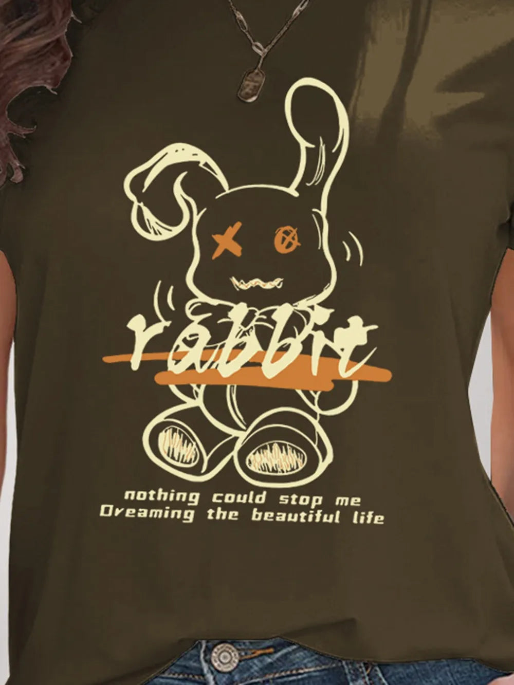 Rabbit Graphic Round Neck Short Sleeve T-Shirt – Trendsi | ClozArt