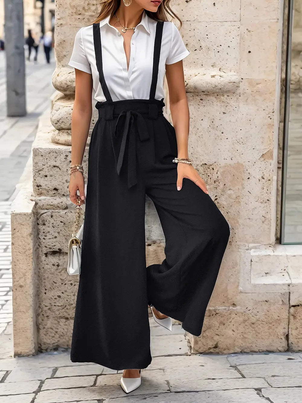 Perfee Tied Wide Leg Pants with Shoulder Straps – Trendsi | ClozArt