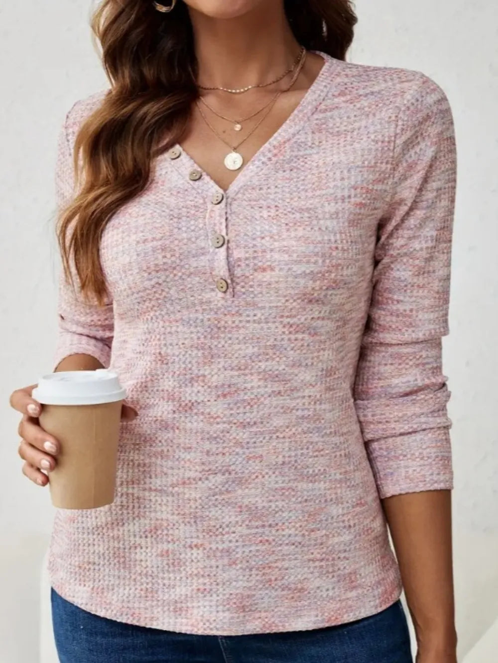 V-Neck Long Sleeve T-Shirt – Trendsi | ClozArt