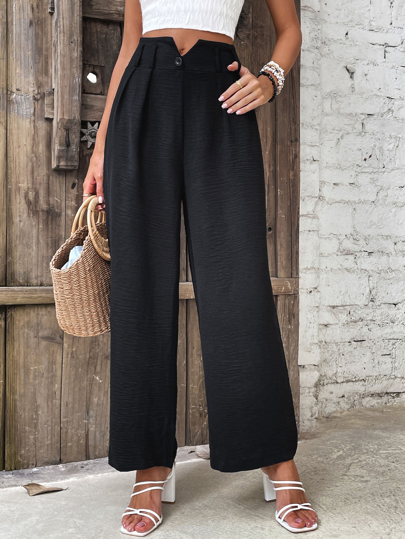 Perfee Ruched High Waist Straight Leg Pants – Trendsi | ClozArt