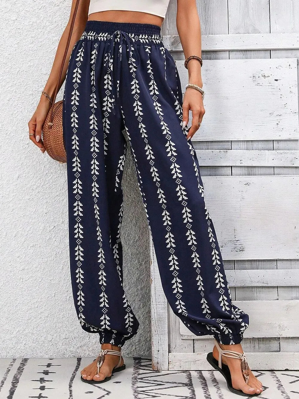 Tied Printed High Waist Pants – Trendsi | ClozArt