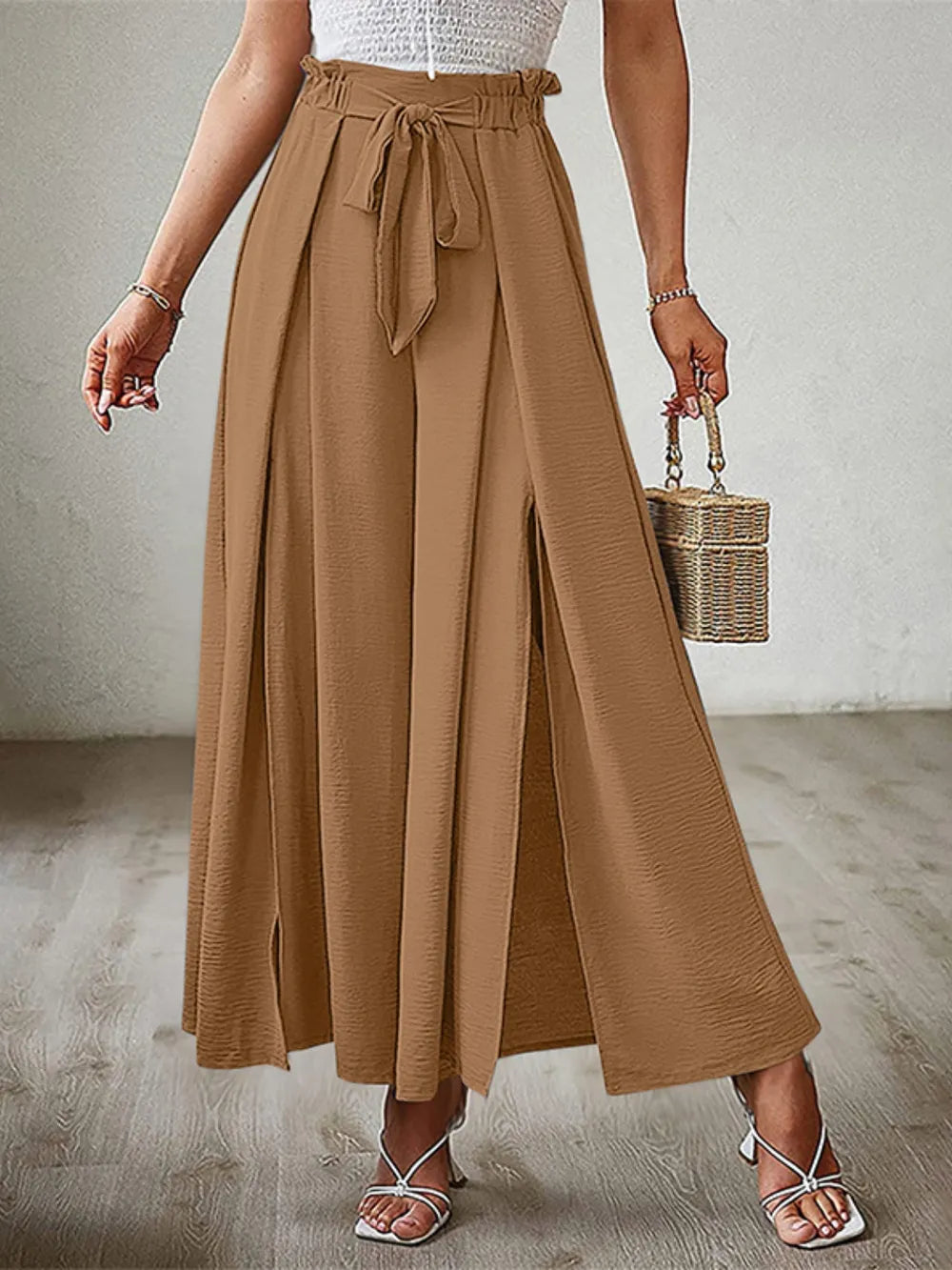 Tied Slit Wide Leg Pants – Trendsi | ClozArt