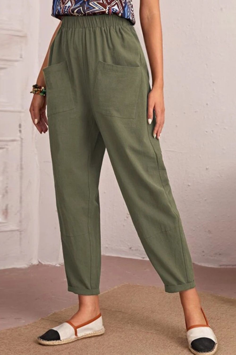 Elastic Waist Pocket Tapered Pants – Trendsi | ClozArt