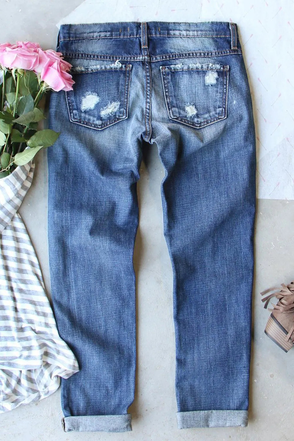 Distressed Skeleton Pattern Jeans with Pockets – Trendsi | ClozArt