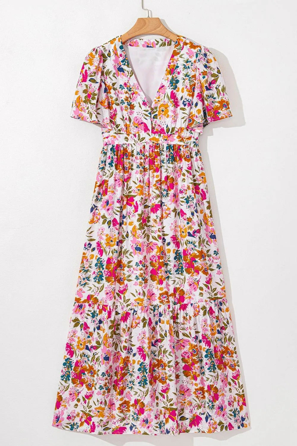 Floral Short Sleeve V Neck Dress with Pockets – Trendsi | ClozArt