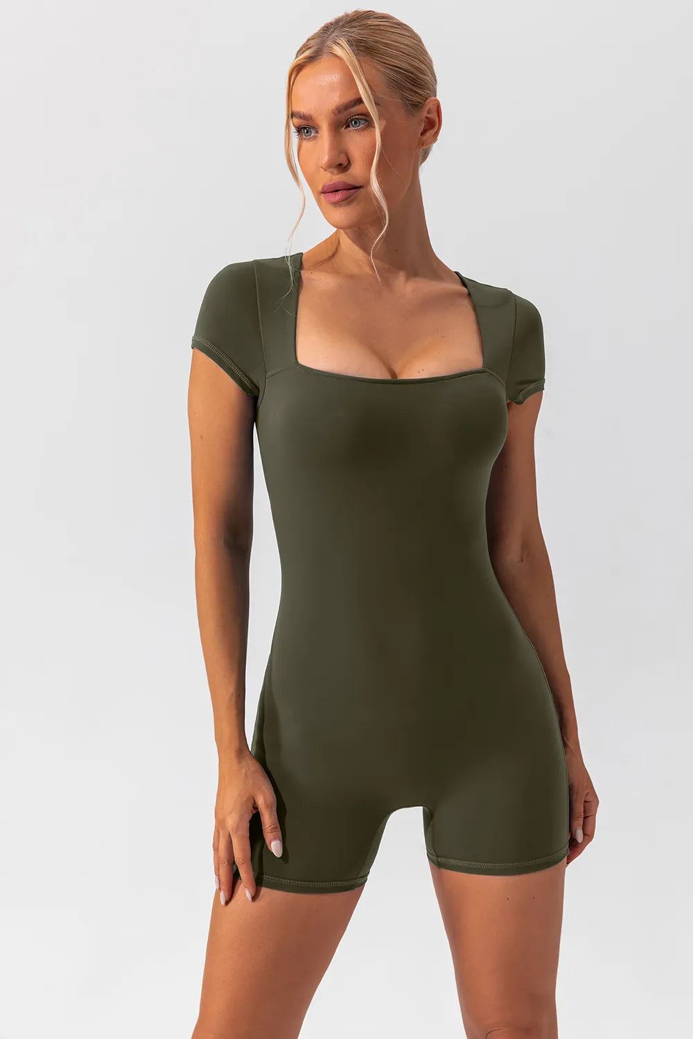 Square Neck Cap Sleeve Active Romper – Trendsi | ClozArt