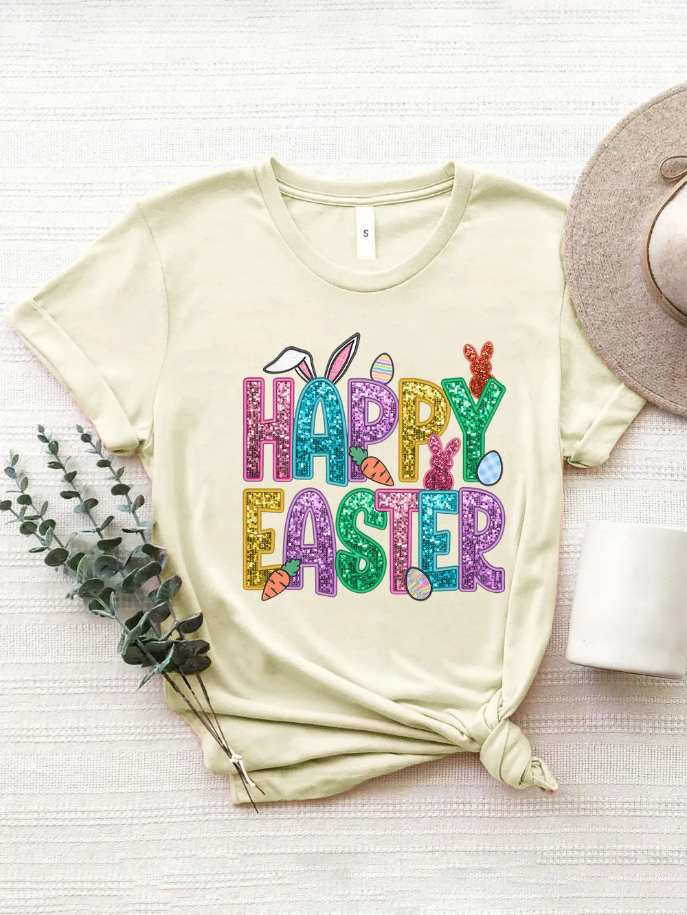 HAPPY EASTER Round Neck Short Sleeve T-Shirt – Trendsi | ClozArt